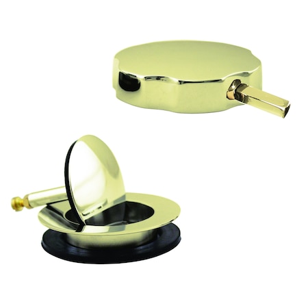 Westbrass Rotating Overflow W/ Pin for Easier Operation and Mushroom Drain Strainer in Polished Brass D50TP-01
